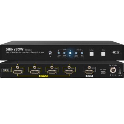 Shinybow SB-5654K (4K) 1x4 HDMI Distribution Amplifier Scaler