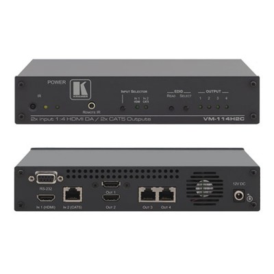 Thiết bị chuyển mạch 2x1-4 và khuếch đại HDMI và RJ45 Kramer VM-114H2C